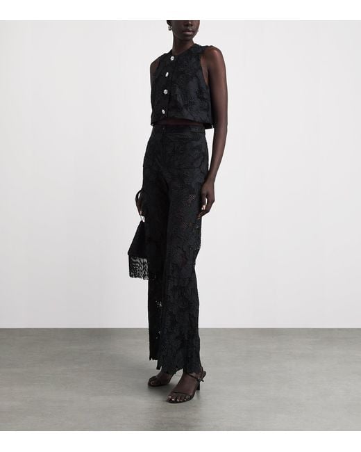 Sandro Black Embroidered Guipure Top