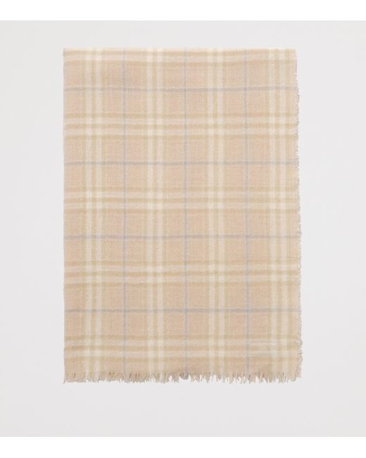 Burberry Natural Wool-Blend Embellished Check Scarf