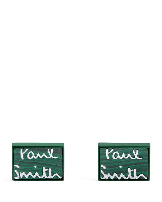 Paul Smith Green Malachite-plated Logo Cufflinks for men