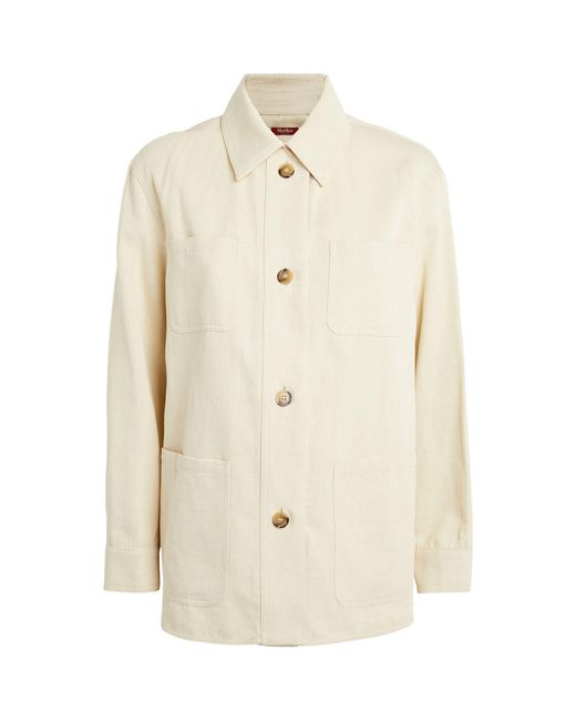 Max Mara White Cotton-linen Shirt Jacket