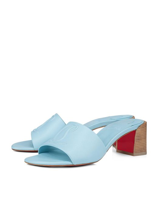 Christian Louboutin Blue Cl Leather Heeled Mules 55