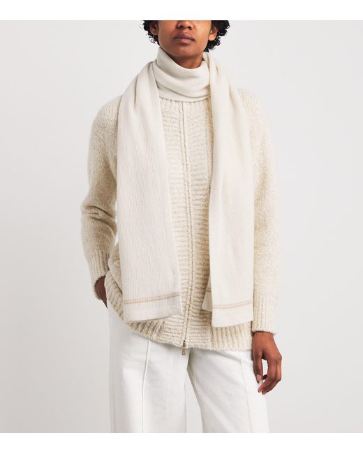 Eleventy White Wool-Cashmere Scarf