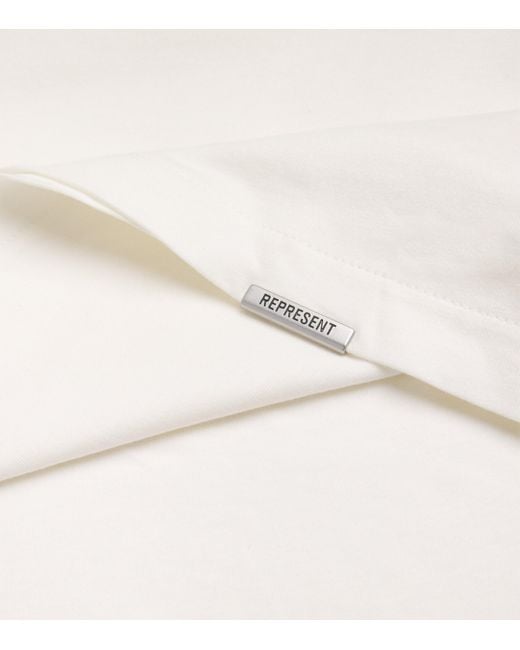Represent White Cotton Initial Oversized T-Shirt for men