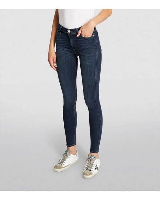7 For All Mankind Blue Slim Illusion Luxe Skinny Jeans