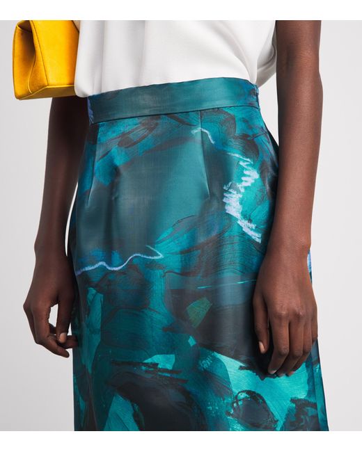 Roksanda Blue Brushstroke Print Irma Midi Skirt