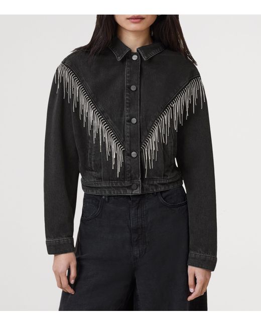 AllSaints Black Embellished Denim Jacket