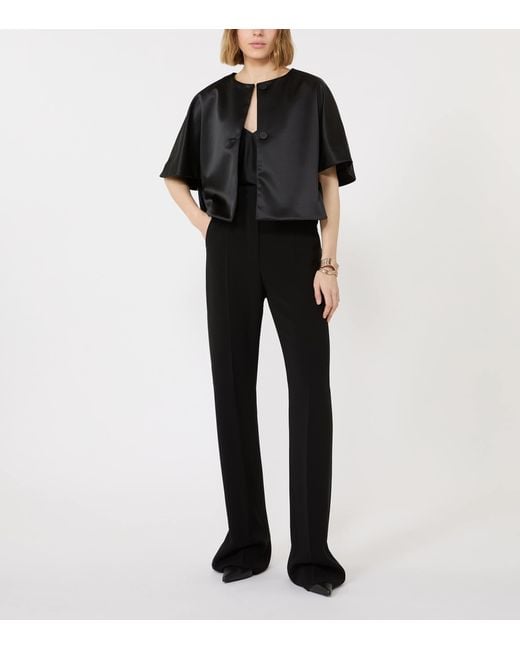 Max Mara Black Satin Cape-Style Top