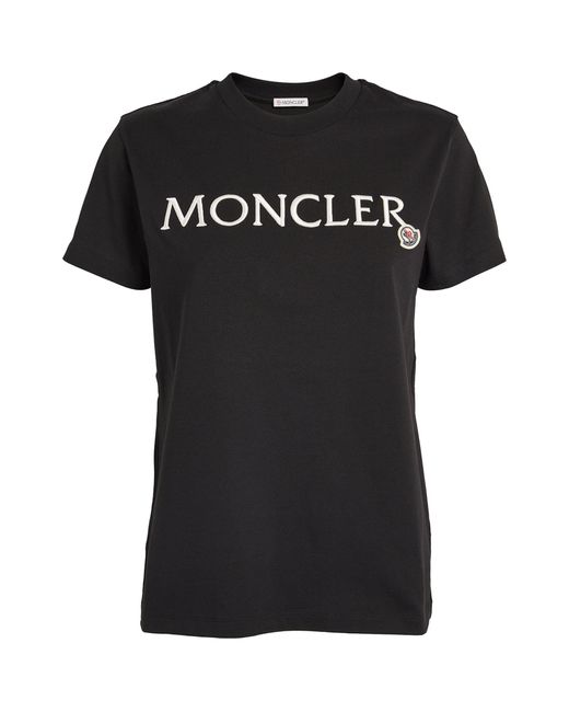 Moncler Black Embroidered Logo T-shirt