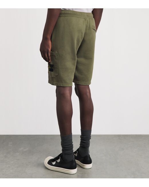 Stone Island Green Organic Cotton Sweat Shorts for men