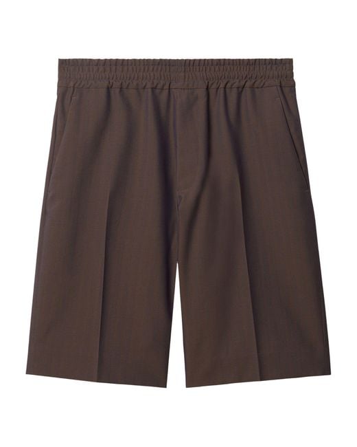 Burberry Brown Wool Tailored Shorts for men