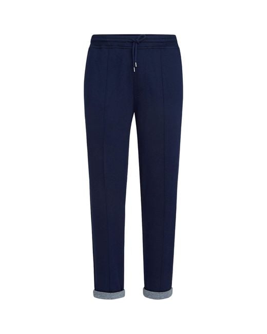 Brunello Cucinelli Blue Cotton-Blend French Terry Sweatpants for men