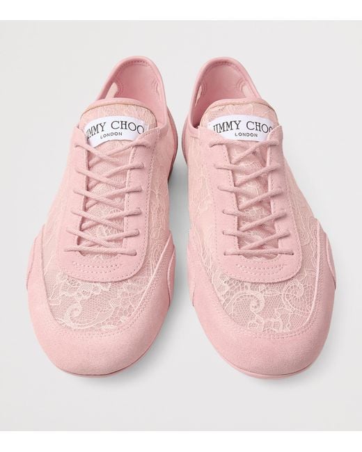 Jimmy Choo Pink Sunny F Suede-Lace Sneakers