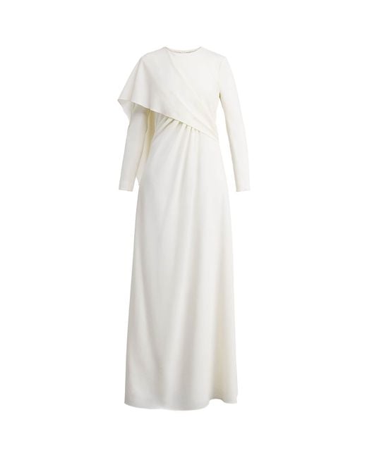 Emilia Wickstead White Wool Crepe Aleska Maxi Dress