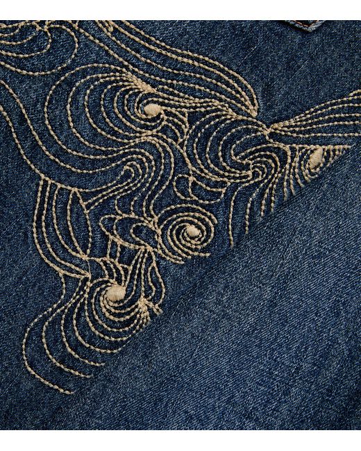 Isabel Marant Blue Embroidered Denim Jumpsuit