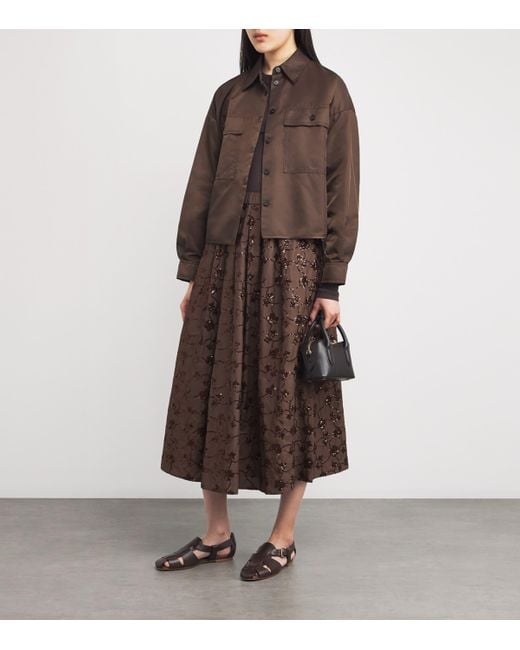 Weekend by Maxmara Brown Cotton Embellished Midi Skirt