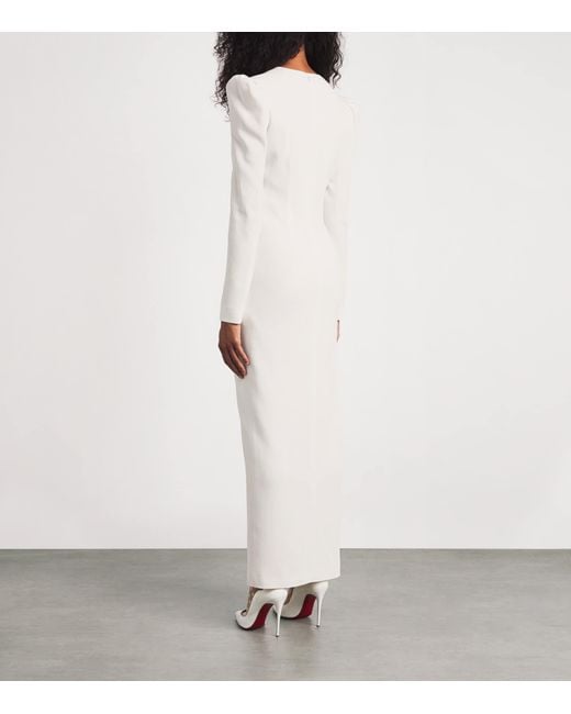 Alessandra Rich White Cady Bow-Detail Midi Dress