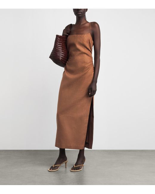 Sir Brown Linen Tommy Midi Dress