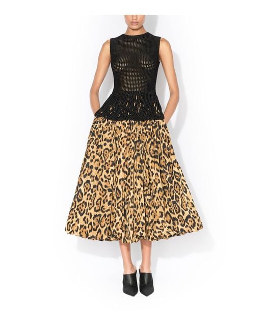 Alaïa Natural Leopard-Print Bubble Midi Skirt