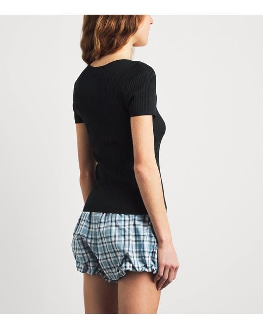 Sandro Black Knitted Rib Cut-Out Top
