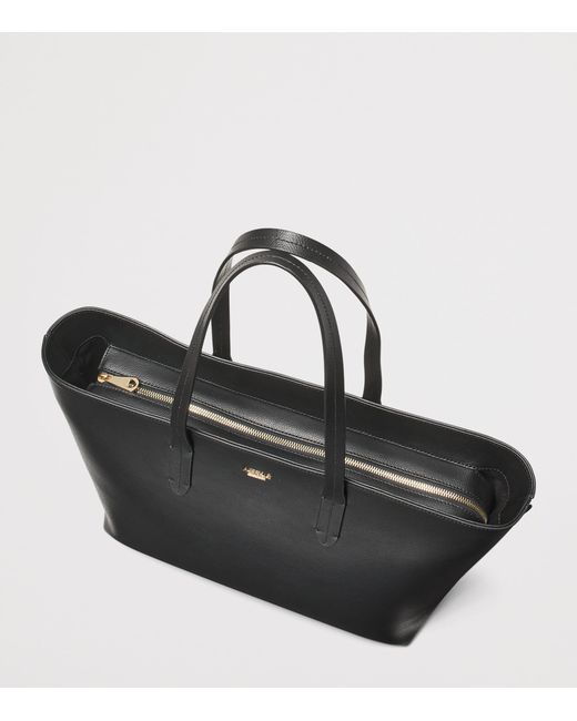 Aspinal Black Leather East West Tote Bag