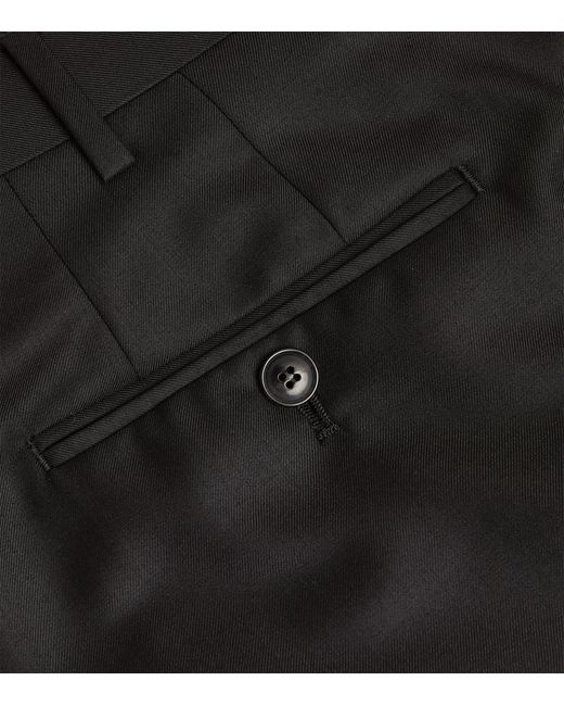 Giorgio Armani Black Wool-Cashmere Tailored Trousers for men
