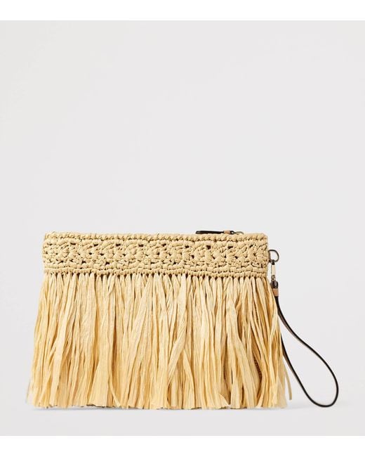 Jimmy Choo Metallic Raffia Flat Pouch