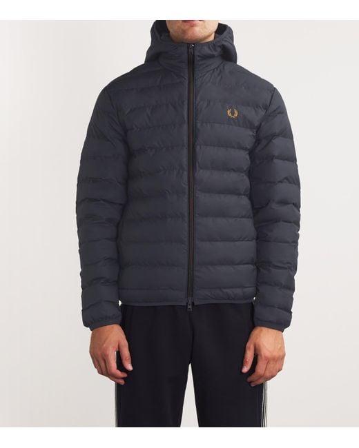 Fred Perry Blue Hooded Puffer Jacket for men