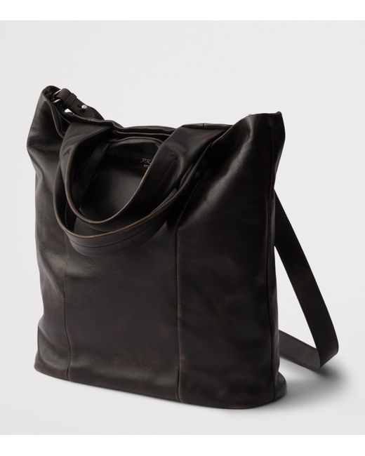 Prada Black Distressed Nappa Leather Tote Bag