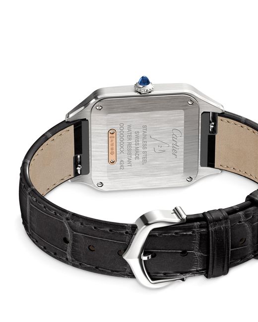 Cartier Metallic Steel And Rose Santos-Dumont Watch 27.5Mm