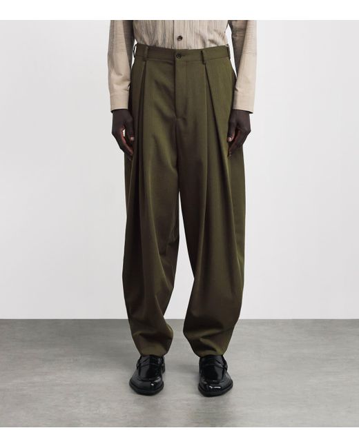 Comme des Garçons Green Wool Pleated Wide-Leg Trousers for men