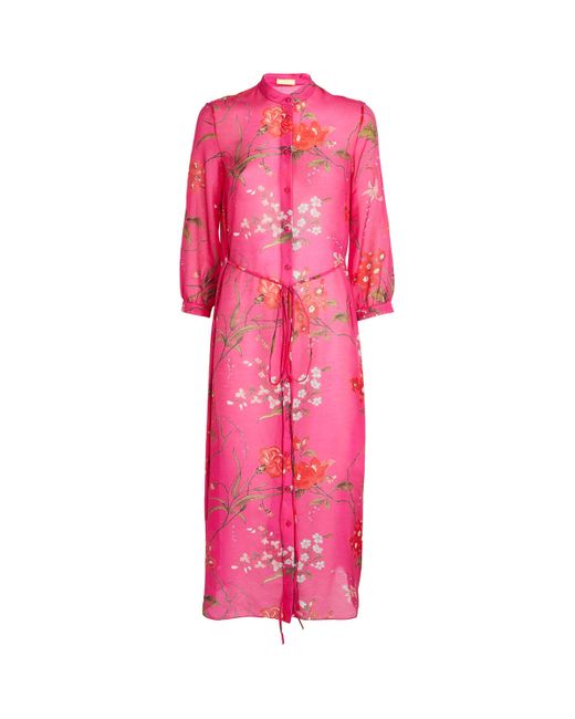 Erdem Pink Cotton-Silk Floral Dress