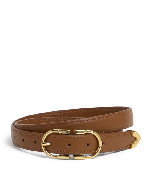 Maje Brown Leather Double-Buckle Belt for men