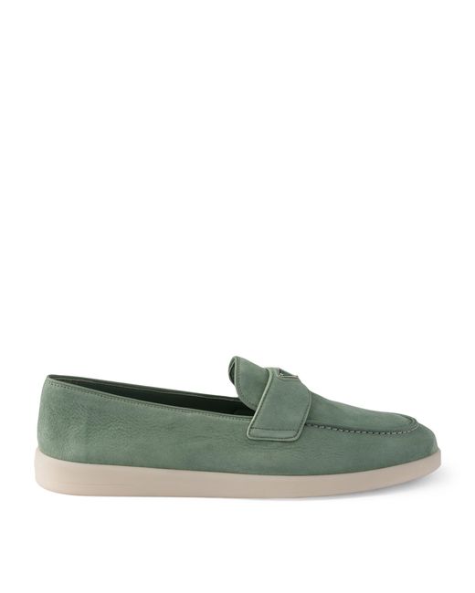 Prada Green Suede Loafers for men