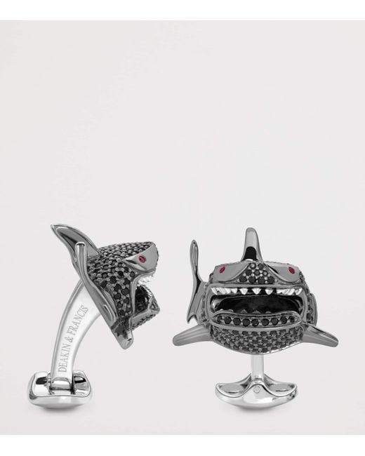 Deakin & Francis Black Sterling Shark Cufflinks for men