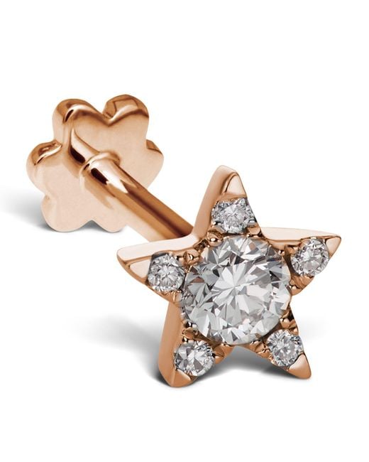 Maria Tash Metallic And Diamond Star Threaded Stud Earring