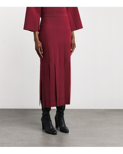 Joseph Red Milano-Knit Lagny Compact Midi Skirt