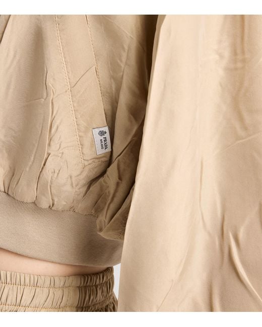 Prada Natural Silk Cropped Bomber Jacket