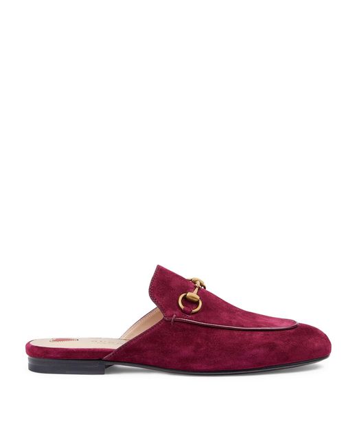 Gucci Red Suede Princetown Slippers