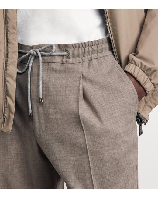 Corneliani Gray Stretch-Virgin Wool Drawstring Trousers for men