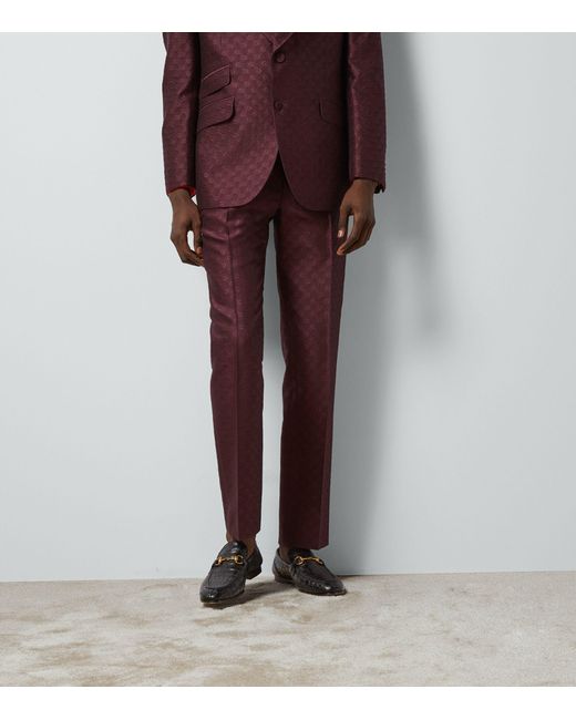 Gucci Purple Wool-silk Horsebit Tailored Trousers for men