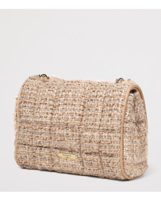 Aspinal Natural Tweed Lottie Cross-Body Bag