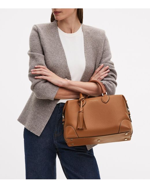 Aspinal Brown Leather Hudson Bowling Bag