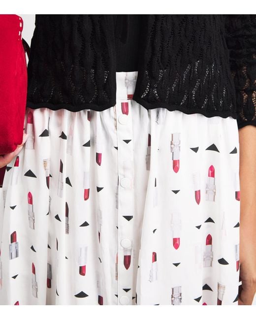 L'Agence White Lipstick Seina Pleated Midi Skirt