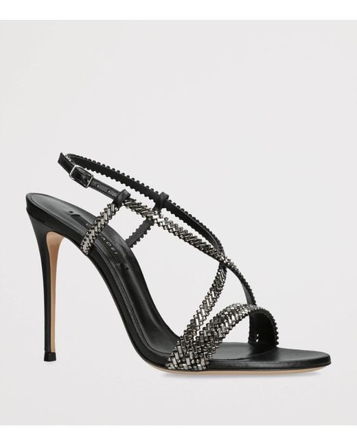 Casadei Black Leather Julia Josephine Heeled Sandals 110