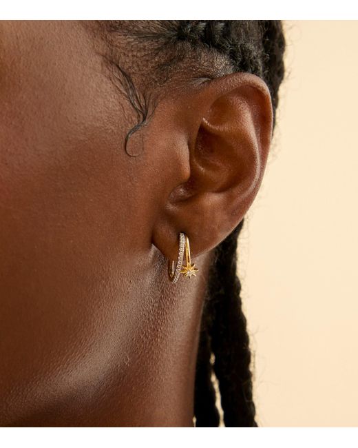 Astrid & Miyu Metallic Plated Sterling And Cubic Zirconia Cosmic Illusion Hoop Earrings