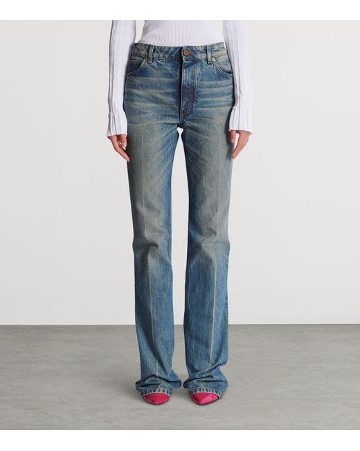 Balmain Blue Faded Flared Jeans