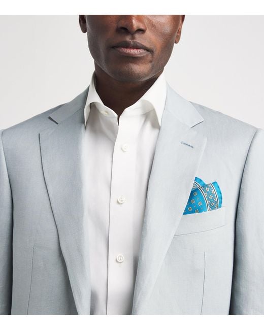 Eton of Sweden Blue Silk Floral Pocket Square for men