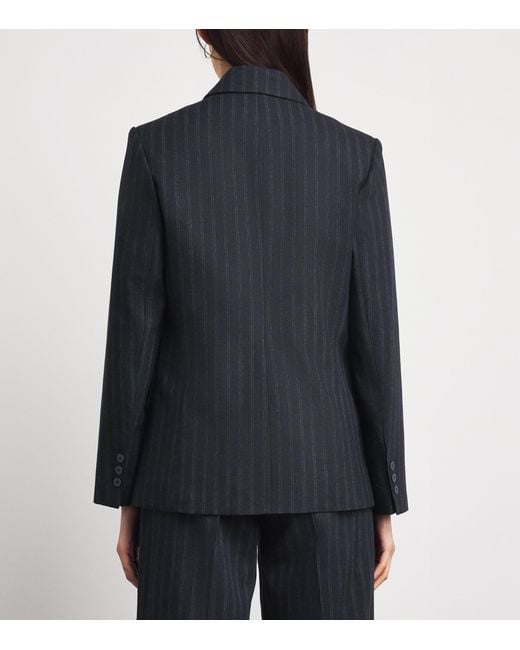 Claudie Pierlot Blue Wool Pinstripe Asymmetric Blazer