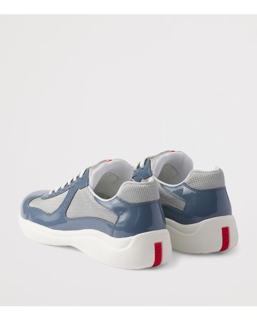 Prada Blue Patent Leather-Blend America's Cup Sneakers for men