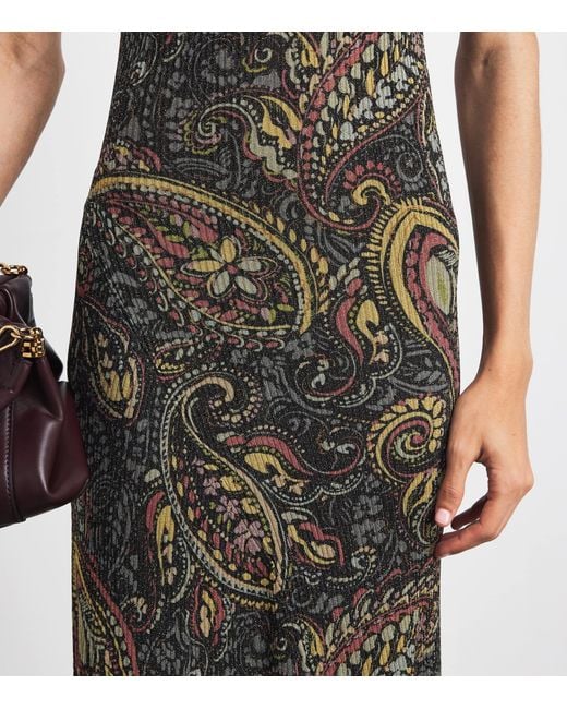 Etro Green Ribbed Paisley Maxi Dress